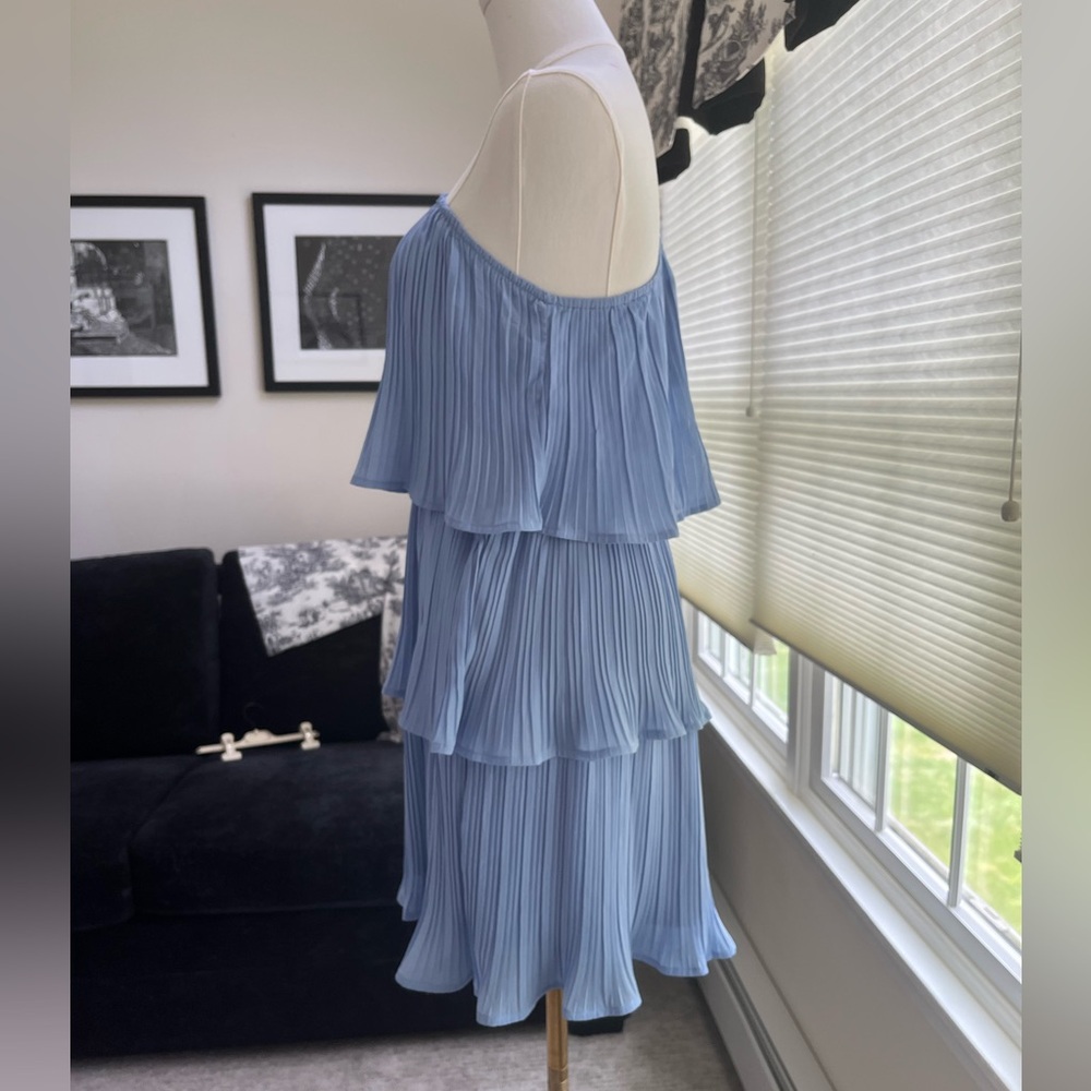 Blue One-Shoulder Ruffled Tiered Sundress - Picture 2 of 7